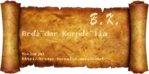 Bröder Kornélia névjegykártya