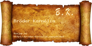 Bröder Kornélia névjegykártya